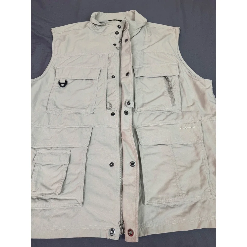 Columbia Titanium Omni Dry Mens 2X Utility Vest Tan Beige Fishing Hiking‎ Cargo